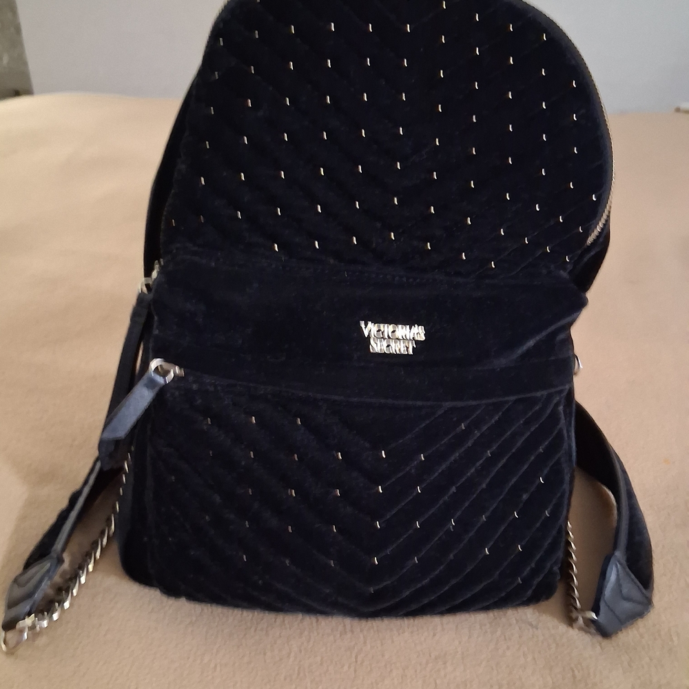 Victoria's Secret Black Velvet Backpack